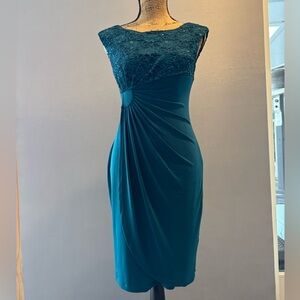 Elegant Teal Lace Dress
